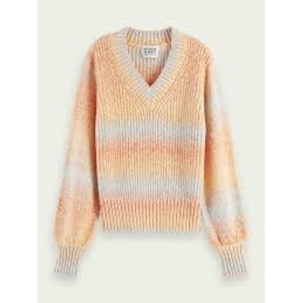 Scotch‎ & Soda Gradient V Neck Knit Sweater Size XS Ombre Sunset Cotton Artisan